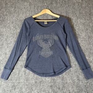 Harley Davidson 2016 Thermal Shirt Womens M Blue Long Sleeve Eureka Springs AK